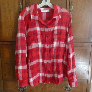 St. John's Bay Plaid Button Down Shirt Women’s Size 2X